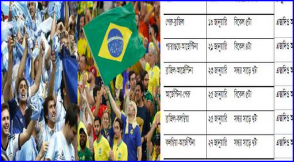জানুয়ারিতে হতে যাচ্ছে ব্রাজিল-আর্জেন্টিনার ম্যাচ, জেনে নিন দিন-ক্ষণ