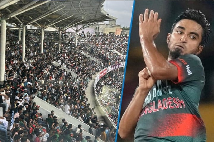 গ্যালারিতে তানজিম সাকিবের নামে স্লোগানের ঝড়