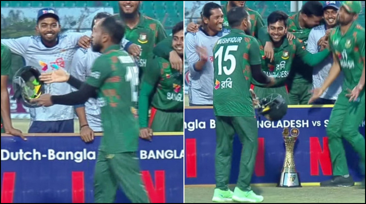 সিরিজ জয়ে মুশফিকের ‘হেলমেট’ উদযাপন (ভিডিও সহ)