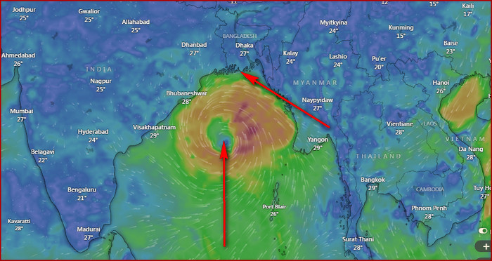 ১৭০ কি.মি. বেগে বাংলাদেশের যেস্থানে আঘাত আনতে পারে ঘূর্ণিঝড় ‘ডানা’ (সরাসরি ঝড়ের স্থান দেখুন)
