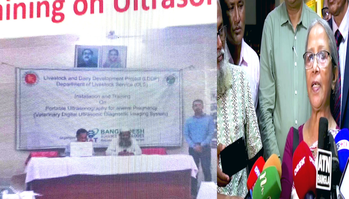 উপদেষ্টার অনুষ্ঠানের স্ক্রিনে শেখ মুজিব ও হাসিনার ছবি
