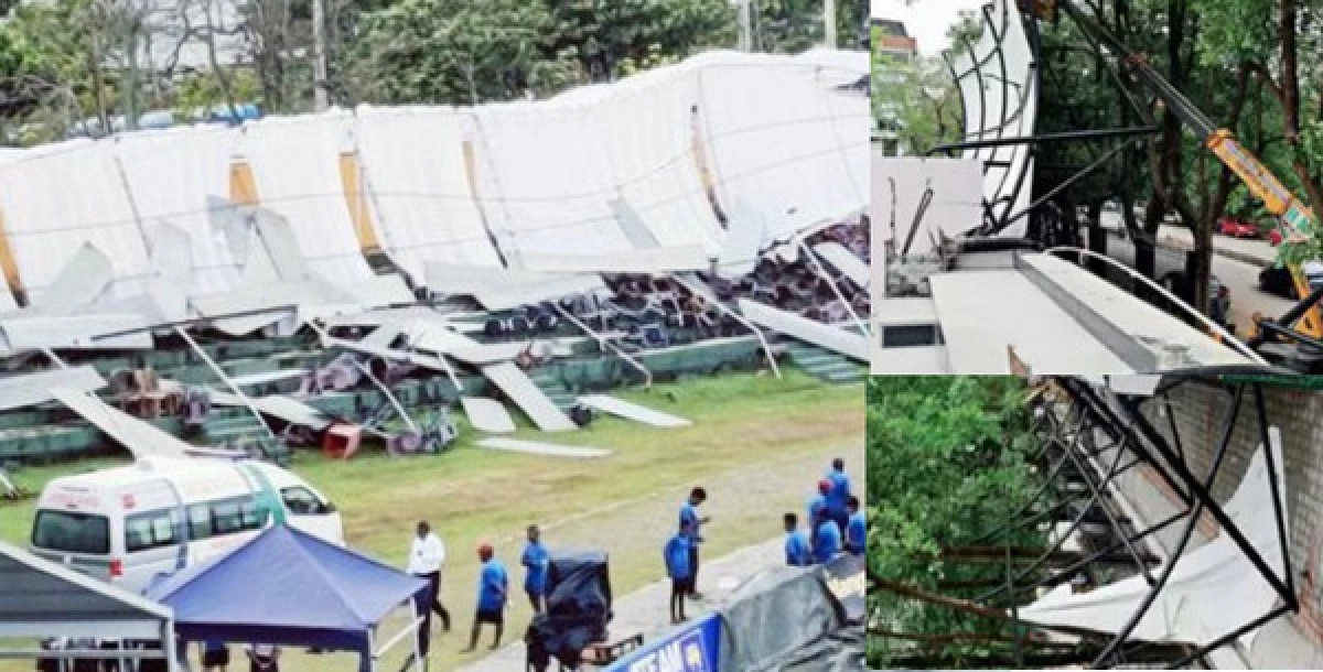 ক্রিকেট পাড়ায় চরম দুঃসংবাদ,ঝড়ে ভেঙে পড়লো স্টেডিয়ামের গ্যালারি