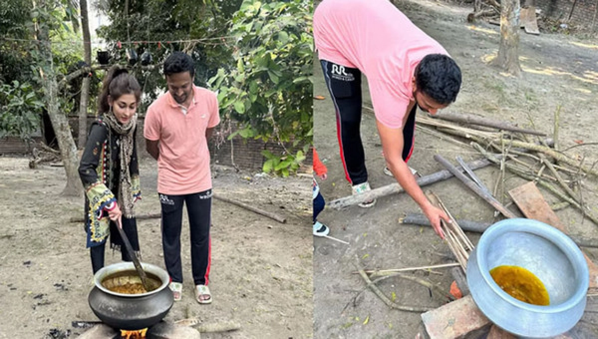 ছুটি পেয়ে গ্রামের বাড়িতে পিকনিকে মেতেছেন সাকিব