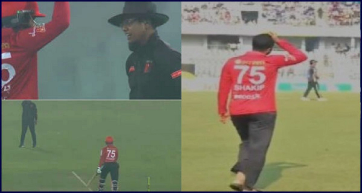 মাঠে ঢুকে আম্পায়ারের সঙ্গে তর্কে জড়ালেন সাকিব