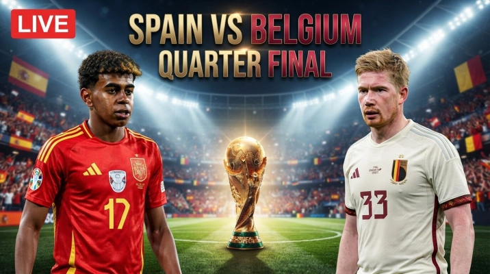 শুরু হল, স্পেন বনাম বেলজিয়াম কোয়ার্টার ফাইনাল; লাইভ দেখুন এখানে